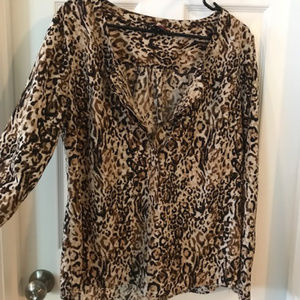 Merona Tops - Long Sleeve Leopard Blouse - large Merona Tops - Long Sleeve Leopard Blouse - large